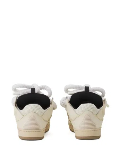 Lanvin Curb Sneakers In Leather With Snake Laces Shoes In Neutral