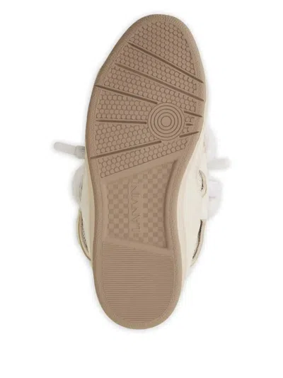 Lanvin Curb Sneakers In Leather With Snake Laces Shoes In Neutral