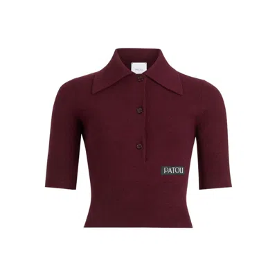 Patou Logo-patch Polo Top In Red
