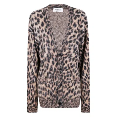 Laneus Leopard-print Button-up Cardigan In Neutral