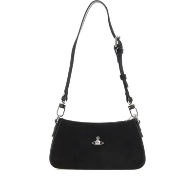 Vivienne Westwood Tasha Shoulder Phone Bag Leather Black In Black