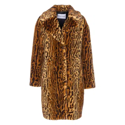 Stand Studio Camille Cocoon Leopard-print Faux Fur Coat In Brown