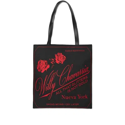 Willy Chavarria Rose-print Tote Bag In Black