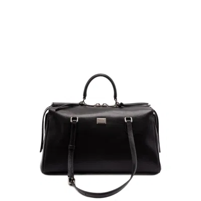 Dolce & Gabbana Calf Leather Shoulder Bag Vittoria Model In Black