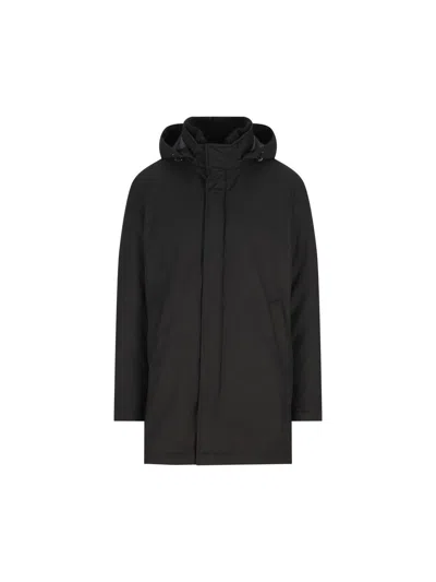 Herno Puffer Jacket With Knutted Collar In Black