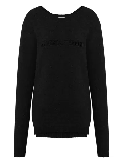 Alberta Ferretti Tonal-logo Sweater In Black