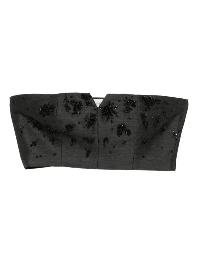 Alberta Ferretti Embellished Top In Black