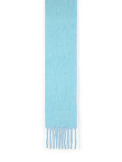 Acne Studios Alpaca Wool Blend Scarf With Fringed Ends In Blue