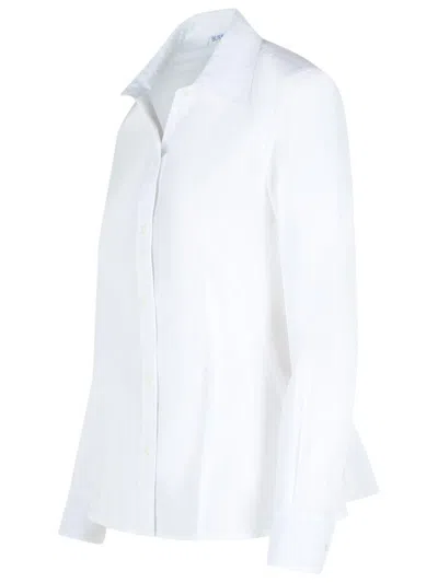 Burberry Long Sleeve Cotton Poplin Shirt With Collar In White