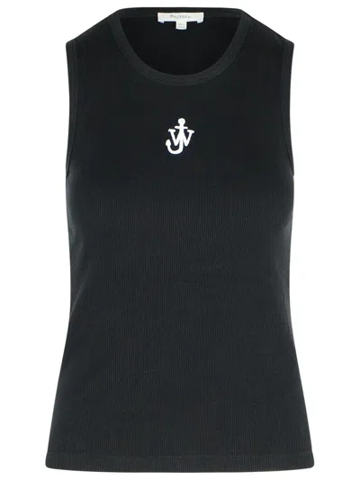 Jw Anderson J. W. Anderson Anchor Fitted Ribbed Top In Black
