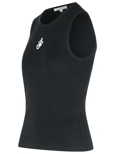 Jw Anderson J. W. Anderson Anchor Fitted Ribbed Top In Black