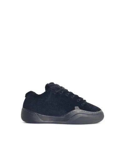 Erl Vamp Skate Black Low-top Sneaker With Front Logo In Velvet Man In Black
