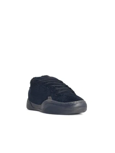 Erl Vamp Skate Black Low-top Sneaker With Front Logo In Velvet Man In Black