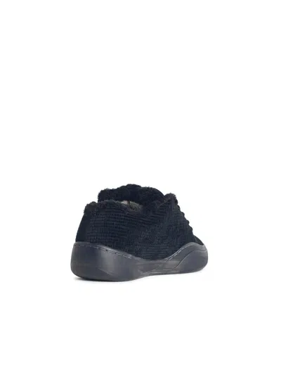 Erl Vamp Skate Black Low-top Sneaker With Front Logo In Velvet Man In Black