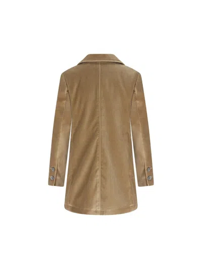 Camplin Double-breasted Velvet Coat In Brown