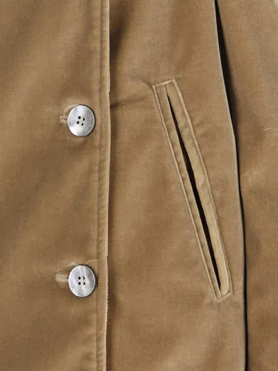 Camplin Double-breasted Velvet Coat In Brown