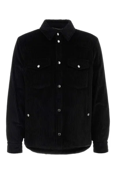 Dolce & Gabbana Padded And Quilted Velvet Shirt Jacket In Purple