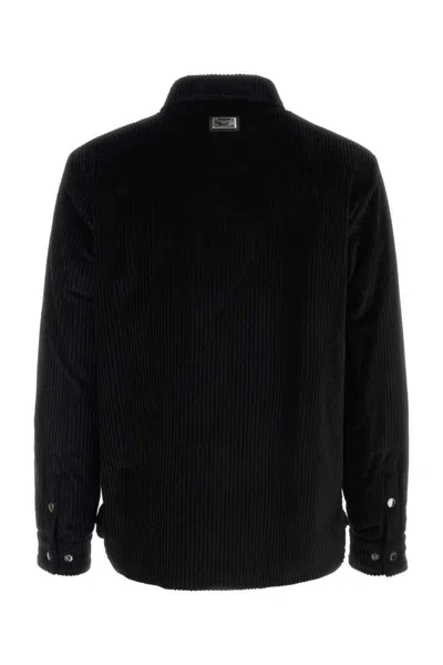 Dolce & Gabbana Padded And Quilted Velvet Shirt Jacket In Purple