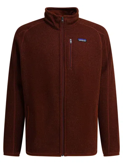 Patagonia Textured Full-zip Jacket In Dried Vanilla Brown In Burgundy