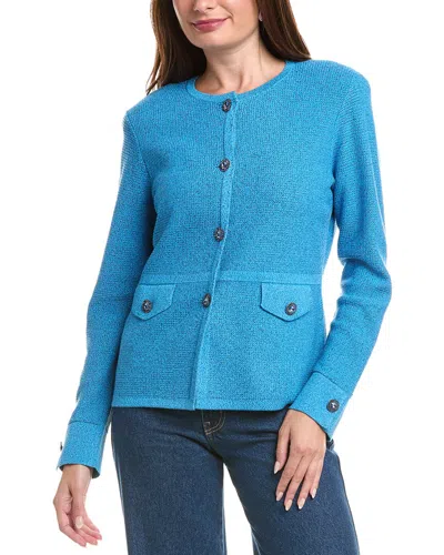 St John St. John Pique Knit Jacket In Blue