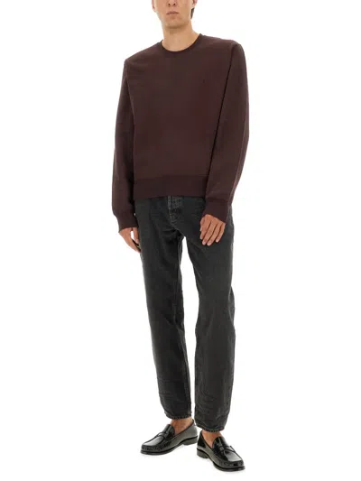 Saint Laurent Cassandre Sweatshirt In Brown