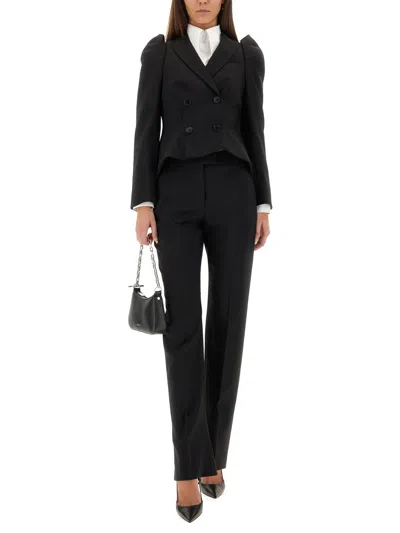 Alexander Mcqueen Women Double-breasted Jacket With Pointed Shoulders In Black