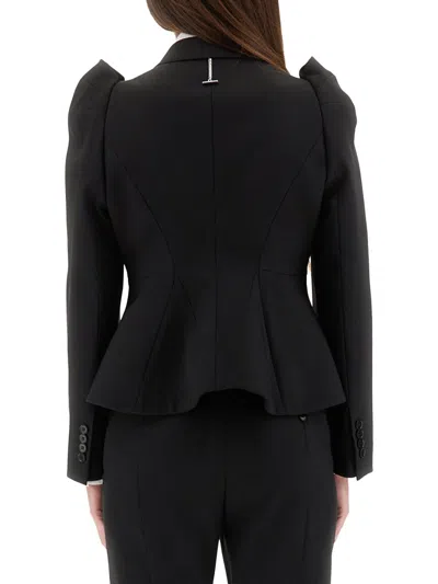 Alexander Mcqueen Women Double-breasted Jacket With Pointed Shoulders In Black