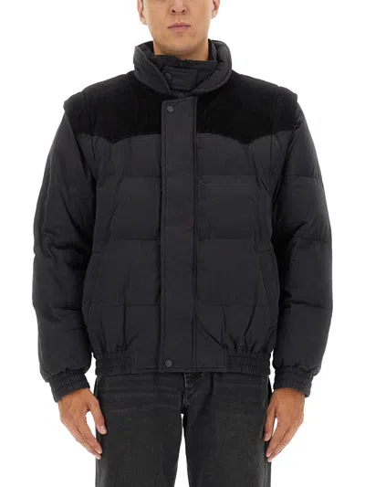 Isabel Marant Marant Dawson Short Puffer Jacket In Cotton And Velvet In Black