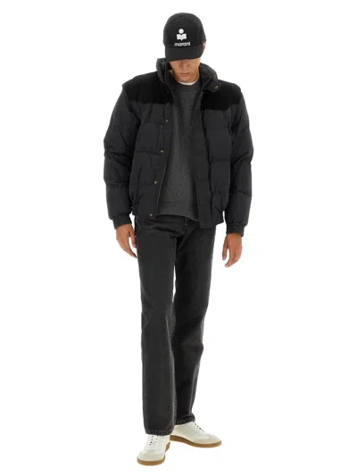 Isabel Marant Marant Dawson Short Puffer Jacket In Cotton And Velvet In Black