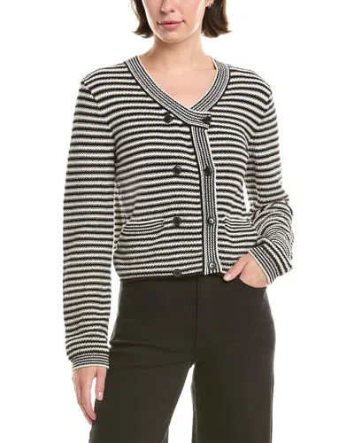 Frame Womens Black Multi The Court Striped Cotton-blend Cardigan