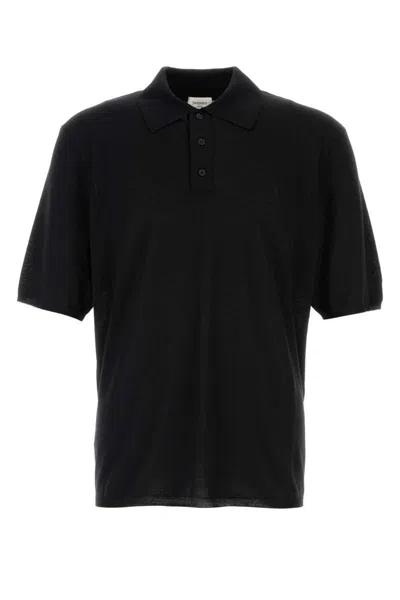 Saint Laurent Wool Polo Shirt In Black