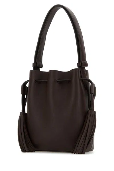 Valentino Drawstring Tassel-embellished Leather Shoulder Bag In Brown