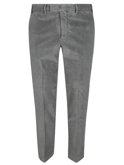Pt Torino Tailored Grey Corduroy Trousers With Mid-rise Fit In Gray