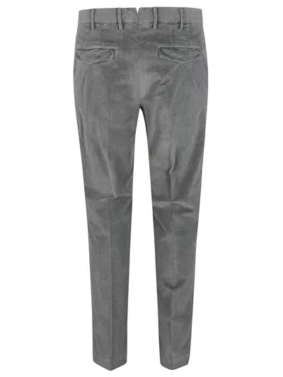Pt Torino Tailored Grey Corduroy Trousers With Mid-rise Fit In Gray