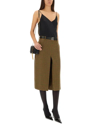 Saint Laurent Gonna Pantalone In Seta E Cashmere In Black