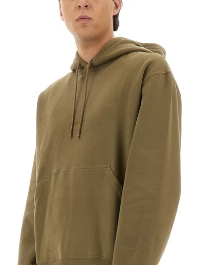 Saint Laurent Hooded Sweatshirt With Logo In Green