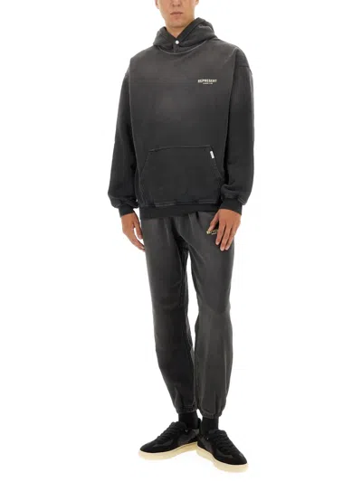 Represent Washed Black Hoodie With Relaxed Fit In Black