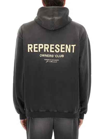 Represent Washed Black Hoodie With Relaxed Fit In Black
