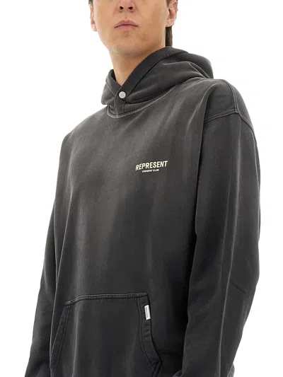 Represent Washed Black Hoodie With Relaxed Fit In Black