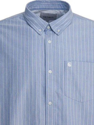 Carhartt Cassel Long-sleeved Stripe Shirt In Blue