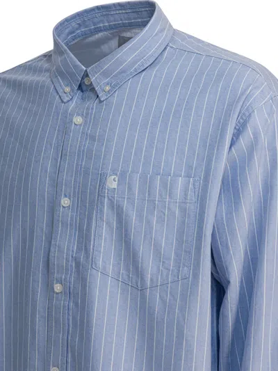 Carhartt Cassel Long-sleeved Stripe Shirt In Blue