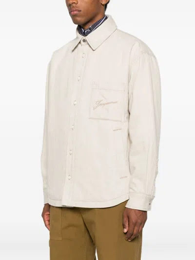 Jacquemus Button-down Shirt Curved Hemline Long Sleeves In Neutral