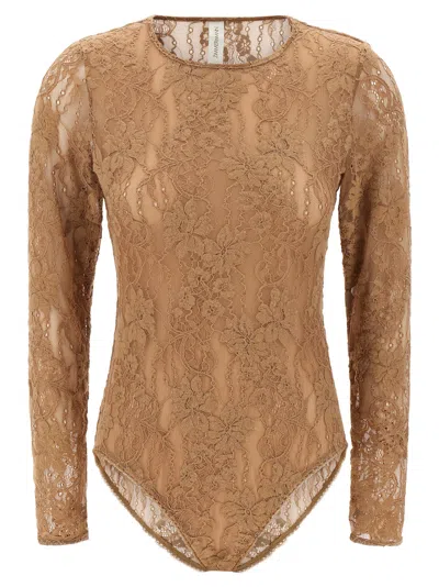 Zimmermann Lace Bodysuit Tops Beige In Brown