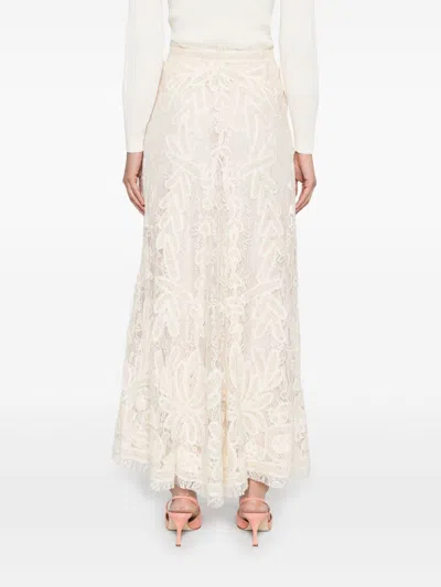 P.a.r.o.s.h Embroidered-detail Flared Maxi Skirt In Neutral