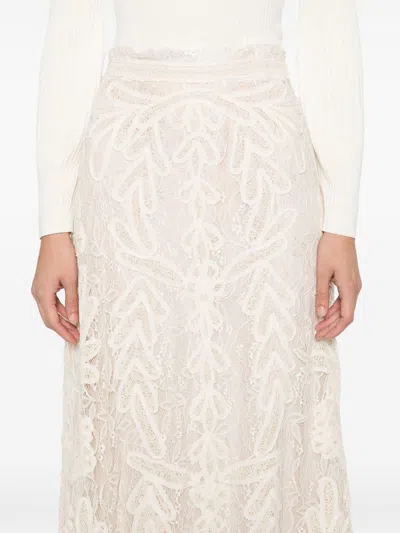 P.a.r.o.s.h Embroidered-detail Flared Maxi Skirt In Neutral