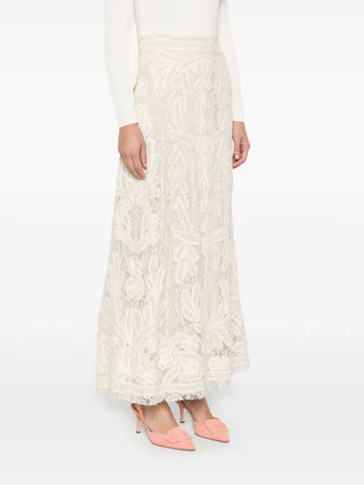 P.a.r.o.s.h Embroidered-detail Flared Maxi Skirt In Neutral