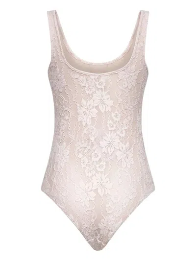 Zimmermann Lace Scoop Bodysuit Clothing In Neutral