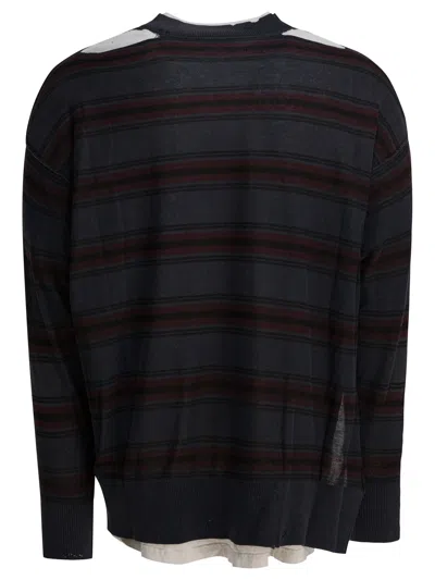 Balenciaga Layered Knitting Tops Black In Multi
