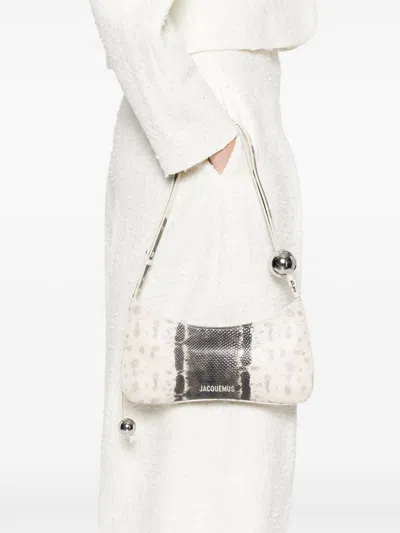 Jacquemus Le Bisou Perle Snake Embossed Leather Shoulder Bag