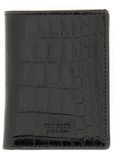 Tom Ford Crocodile Embossed Bi-fold Wallet And Cardholder
